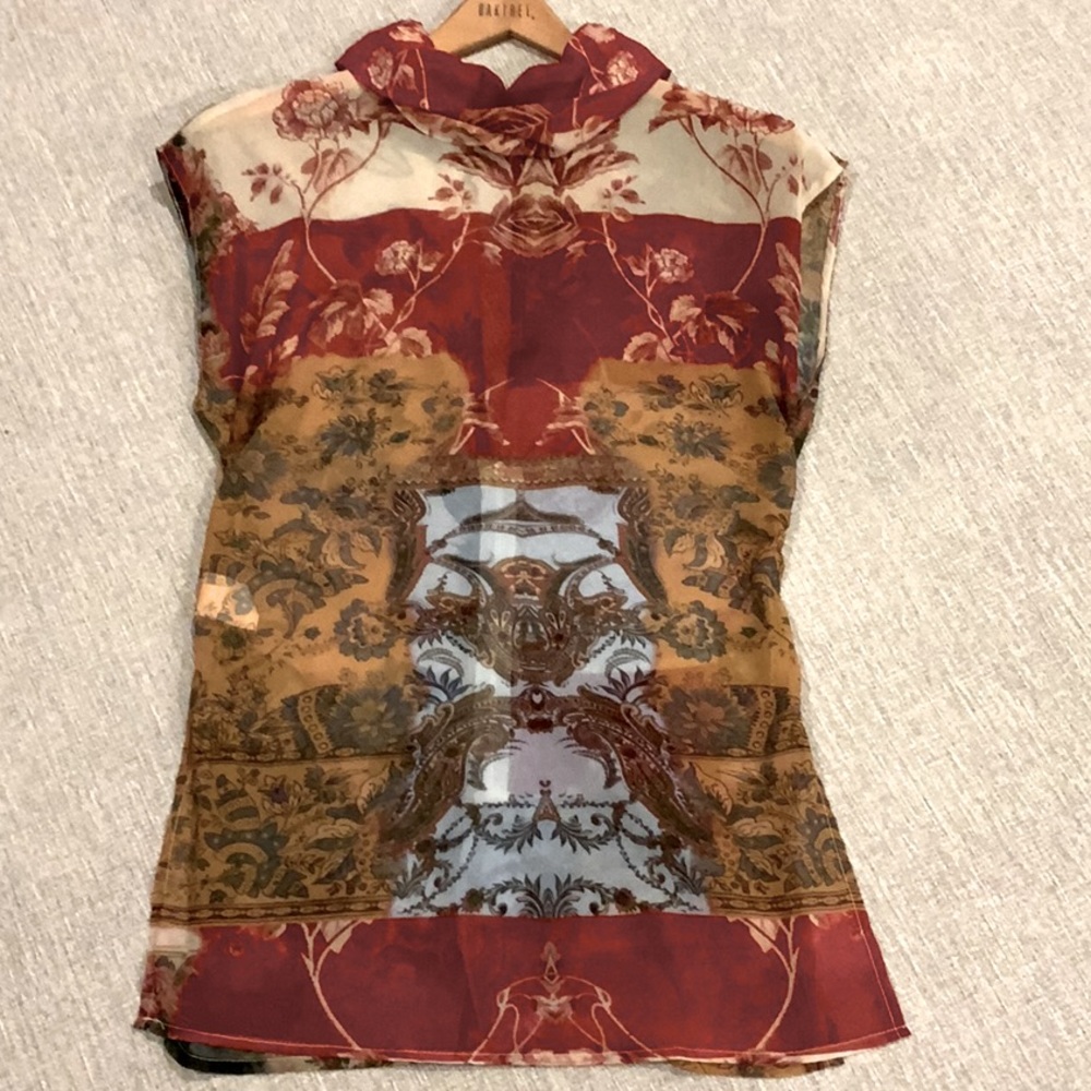 Unique colorful semi sheer top size small